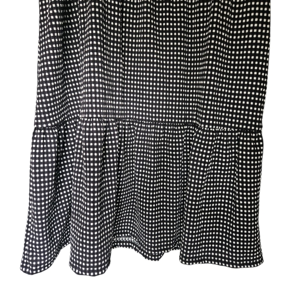 Topshop Gingham Black & White Prairie Dress Size US 14 Ruffle Short Sleeve NWT - Picture 5 of 11